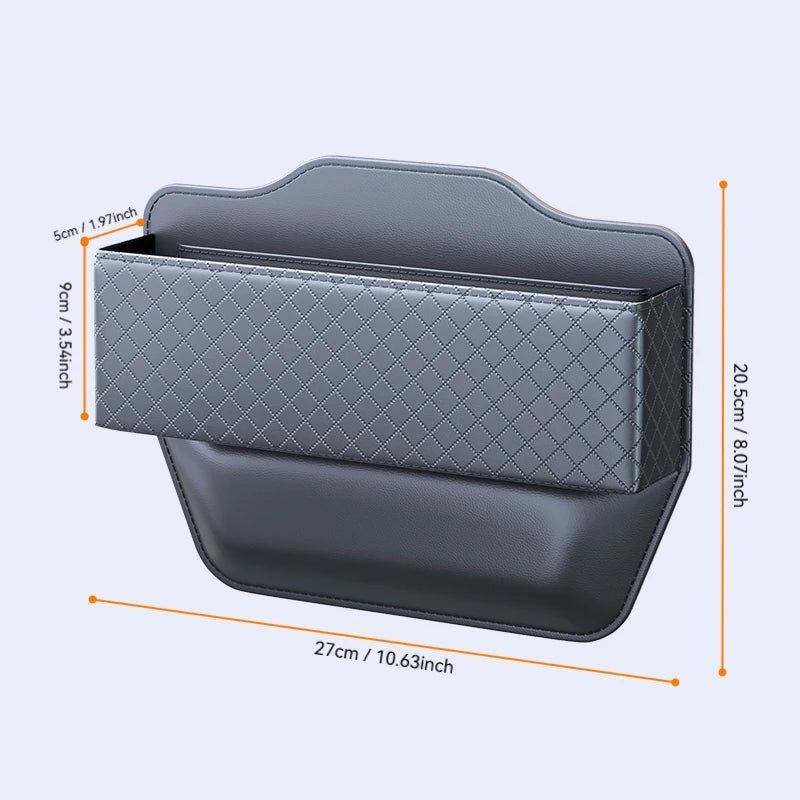 PU Leather Car Seat Gap Organizer – Universal Crevice Storage Box for Small Items - Delicate Leather  