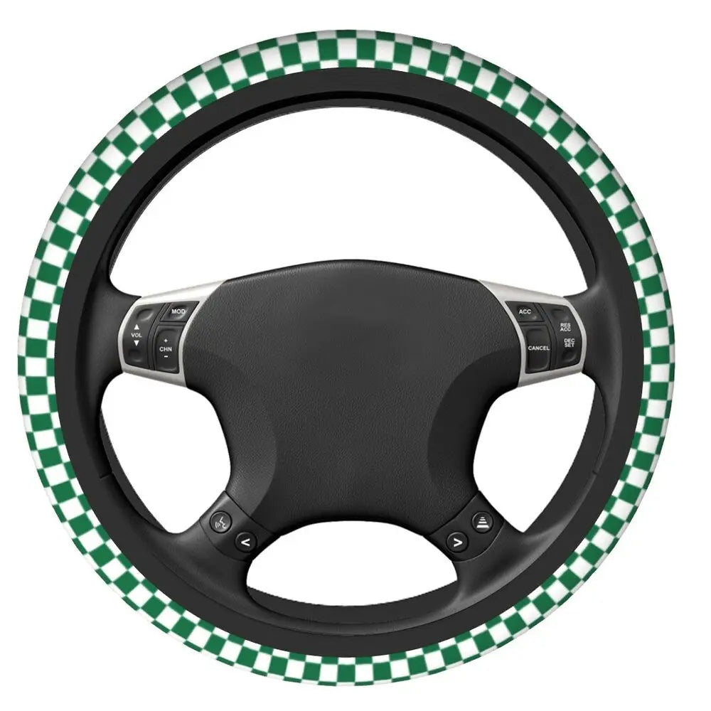 Lightly Padded Non Slip Steering Wheel Cover - Checkers Style , Car Steering Wheel Cover, Car Accessories 16