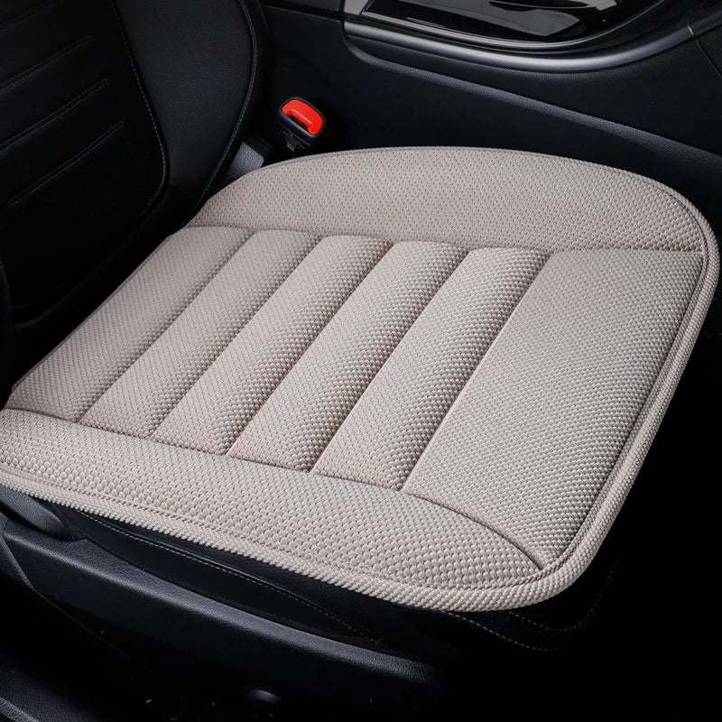 Linen Cotton Car Seat Cushion – Breathable Universal Seat Cover Pad for Vehicle Interiors - Delicate Leather  