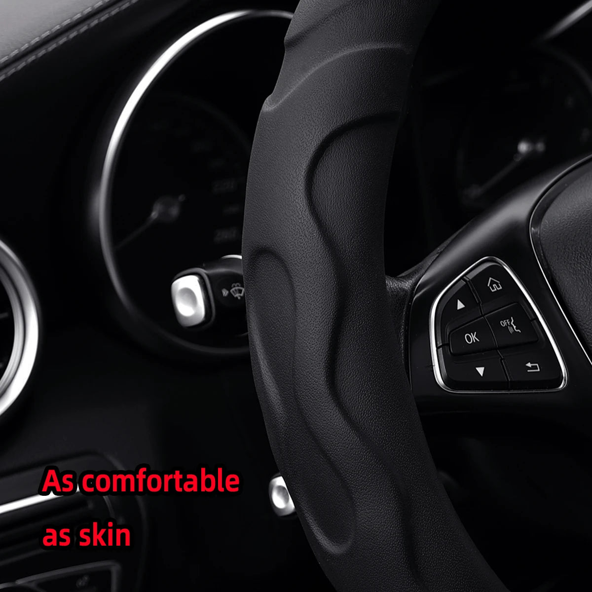 Artificial Lamb Skin Steering Wheel Cover – Soft, 3D Styling, 14.5–15 Inch (37–38 cm) - Delicate Leather  