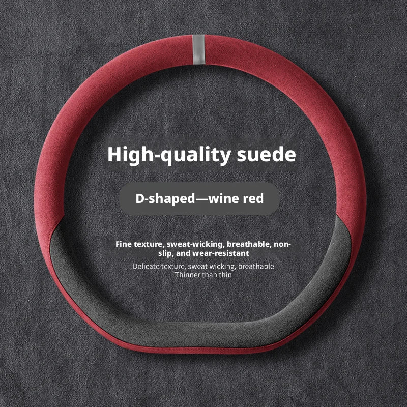 Dual-Color Steering Wheel Cover – Anti-Slip Universal Grip Interior Accessory - Delicate Leather  
