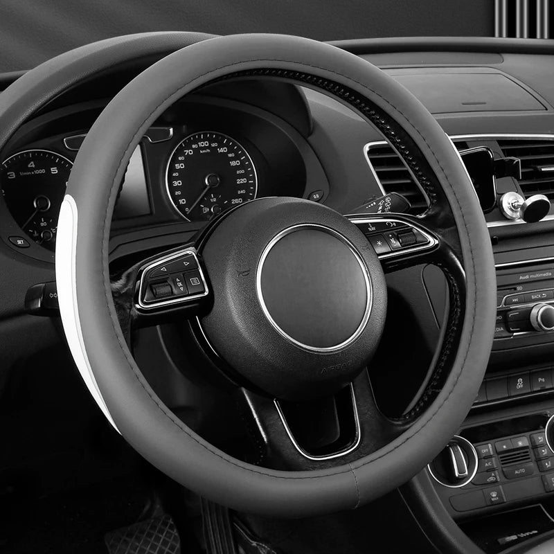 Leather Car Steering Wheel Cover – Fine Texture, Comfortable Grip, Wear-Resistant, Universal Fit - Delicate Leather  