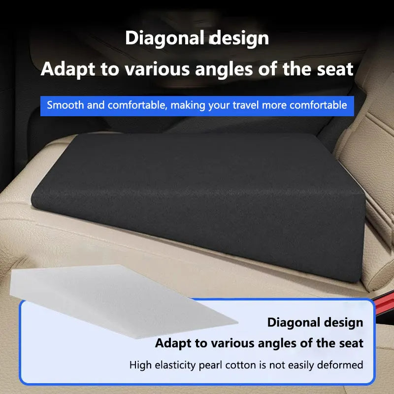Car Seat Leveling Pad - Memory Foam Seat Cushion for Fatigue Relief and Height Increase - Rear Seat Flattening Pad - Delicate Leather  