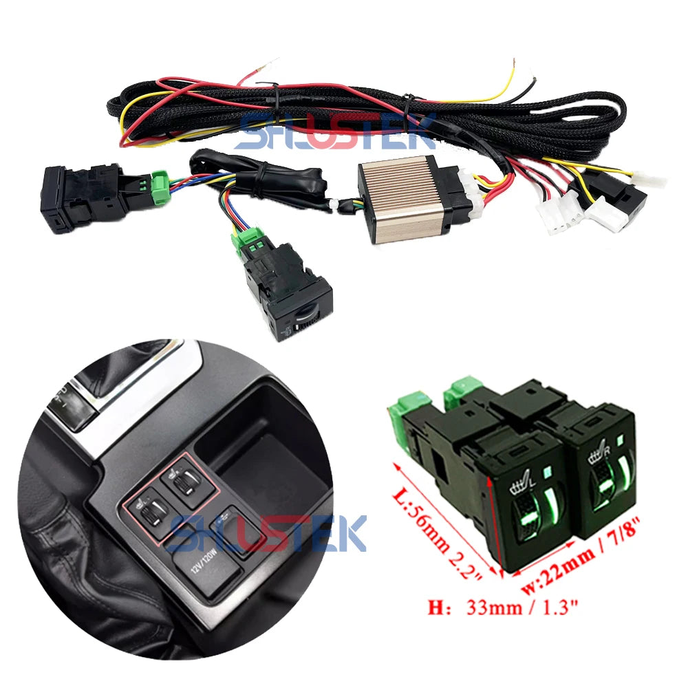 12V Car Seat Heater Kit for 2 Seats – 4pcs 25W Heating Pads with Dual Control Switch - Delicate Leather  