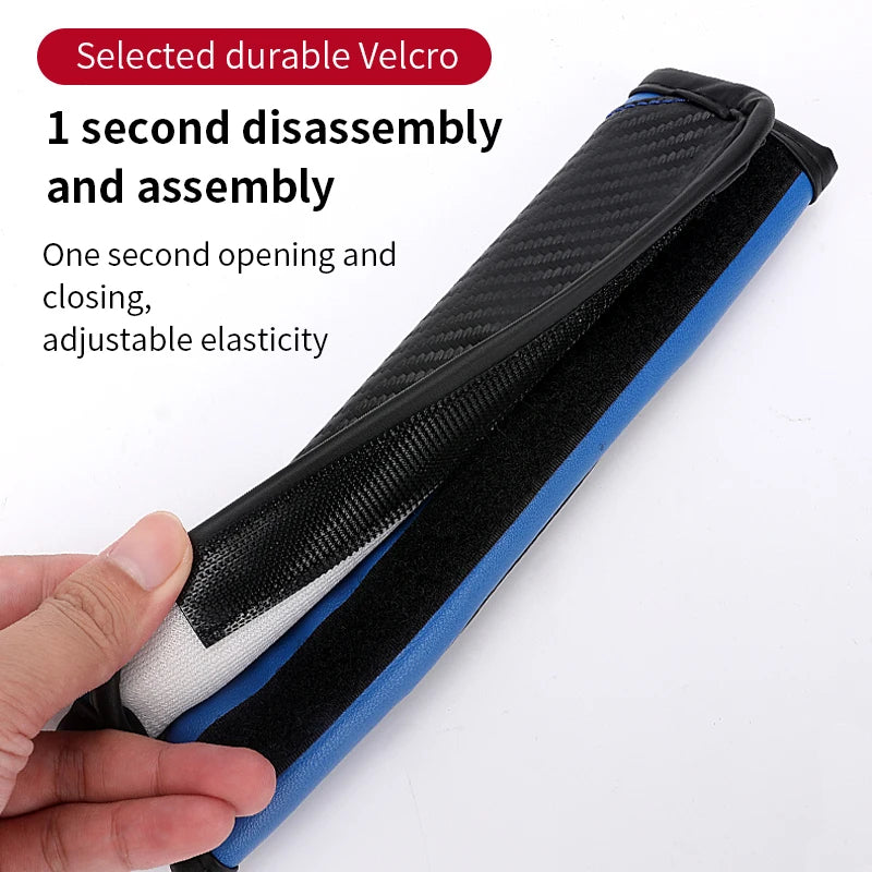 Carbon Fiber Leather Seat Belt Shoulder Protector – Soft Anti-Slip Seat Belt Cover, Universal Car Shoulder Pad - Delicate Leather  
