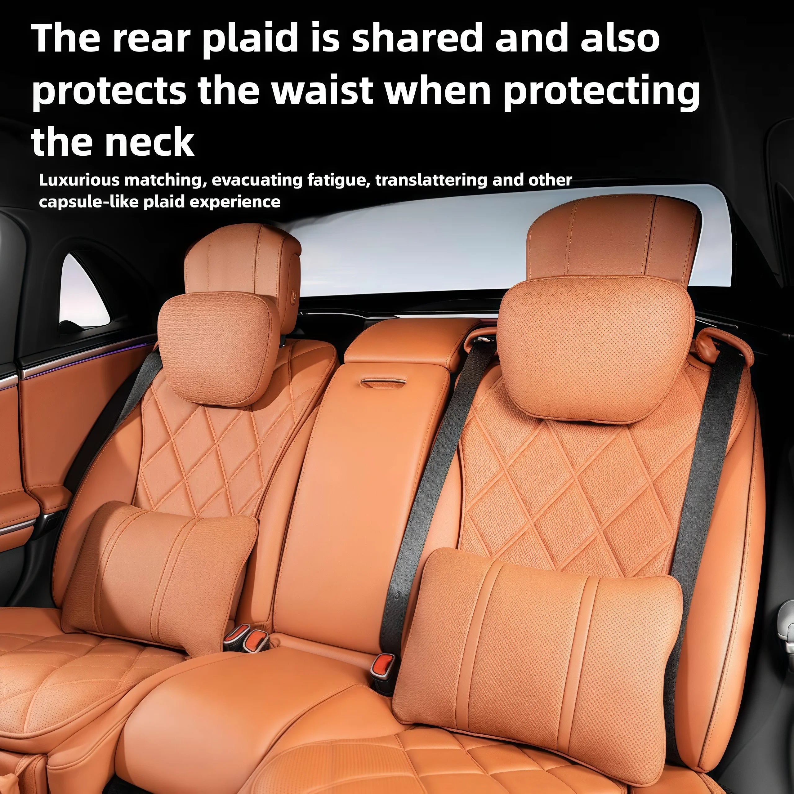 Car Headrest Neck Support Pillow - Adjustable Universal Car Neck and Waist Pillow for Comfortable Travel - Delicate Leather  