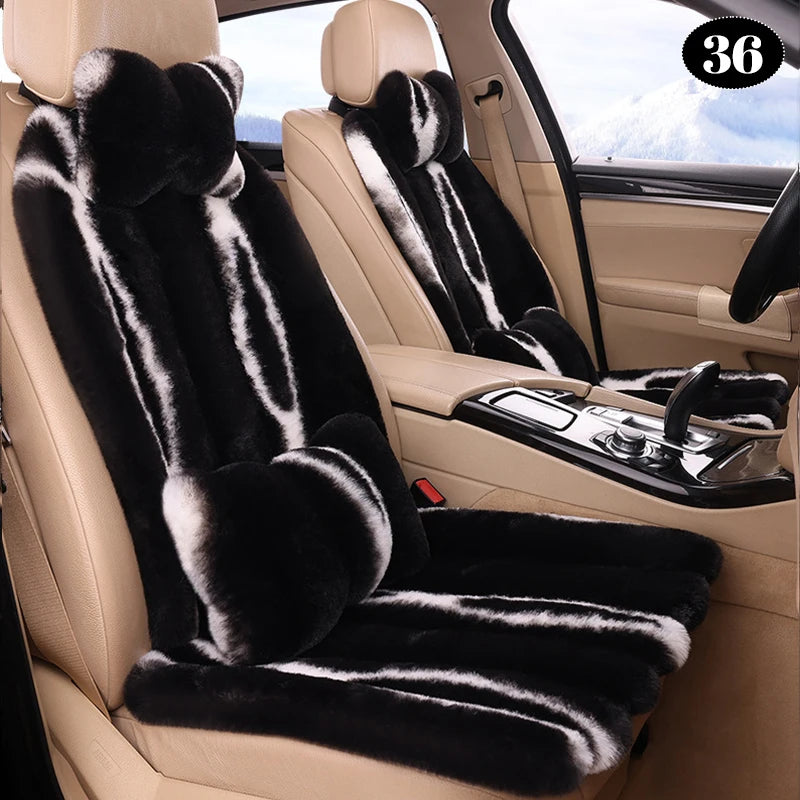 Universal Winter Faux Wool Car Seat Cover – Thickened Warm Plush Cushion, Soft Artificial Fur Interior Accessory - Delicate Leather  