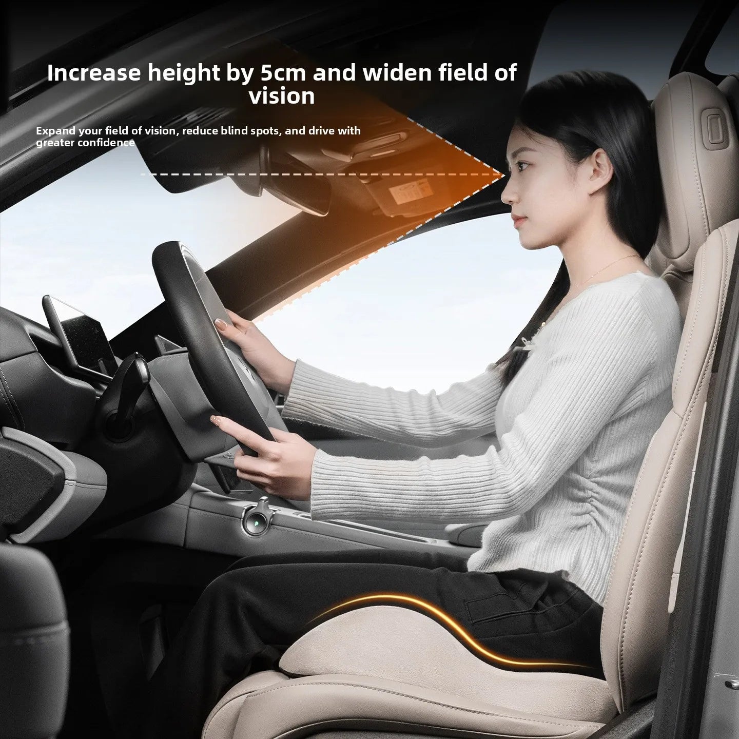 U-Shape Memory Foam Seat Cushion – Breathable Universal Car Seat Pad with Non-Slip Base - Delicate Leather  