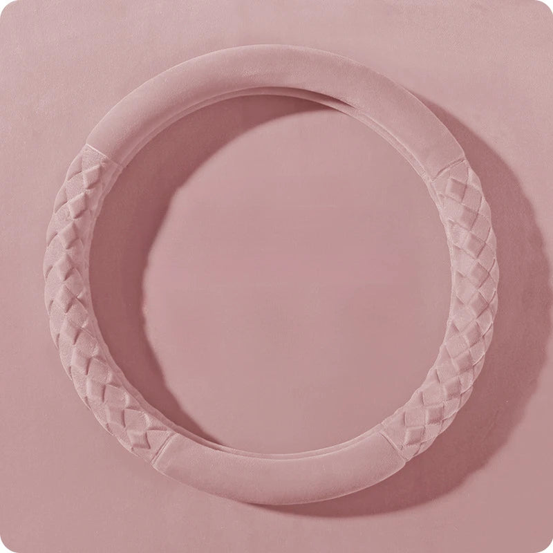 Fuzzy Steering Wheel Cover – Universal Winter Plush Anti-Slip Handle Protector - Delicate Leather  