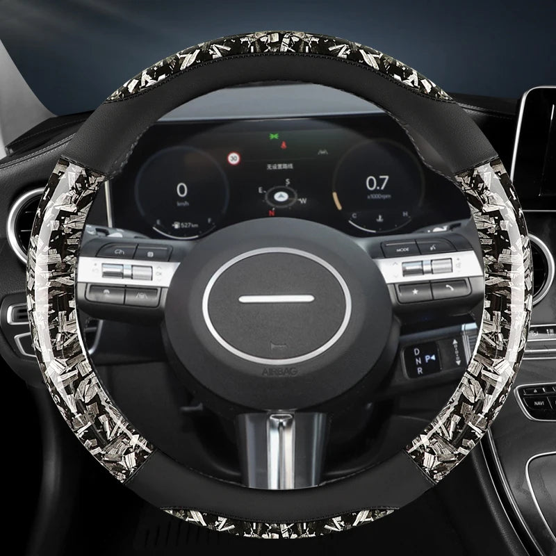 PU Leather Steering Wheel Cover – Anti-Slip Universal Fit Interior Accessory - Delicate Leather  