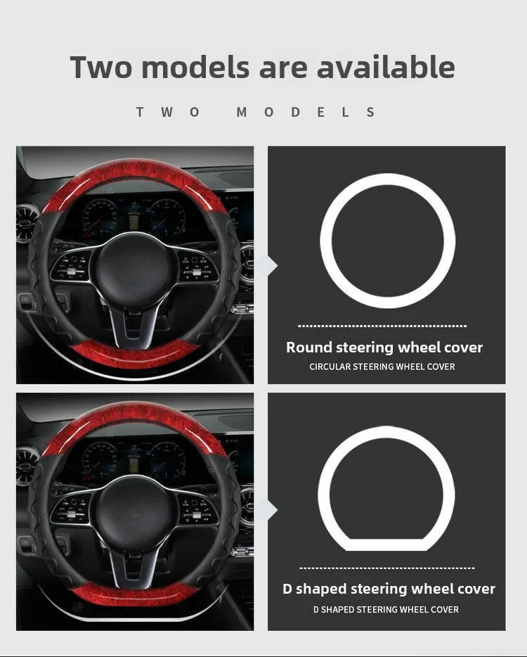 Branded Leather Carbon Fiber Car Steering Wheel Covers - Delicate Leather  