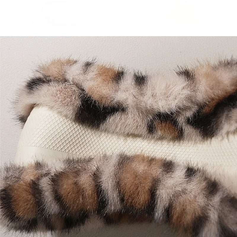 Universal Plush Leopard Print Steering Wheel Cover – Warm Winter Non-Slip Soft Handle Cover for Car Interior - Delicate Leather  