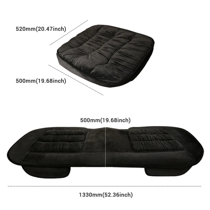 Plush Car Seat Cover Set – Front and Rear Seat Cushion Pads with Non-Slip Design, Universal Fit - Delicate Leather  