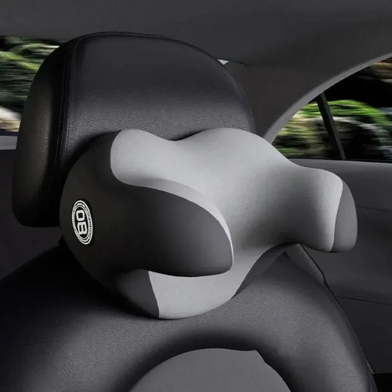 Car Headrest Pillow – Memory Foam Neck Support Cushion, Universal Fit Interior Auto Accessory - Delicate Leather  