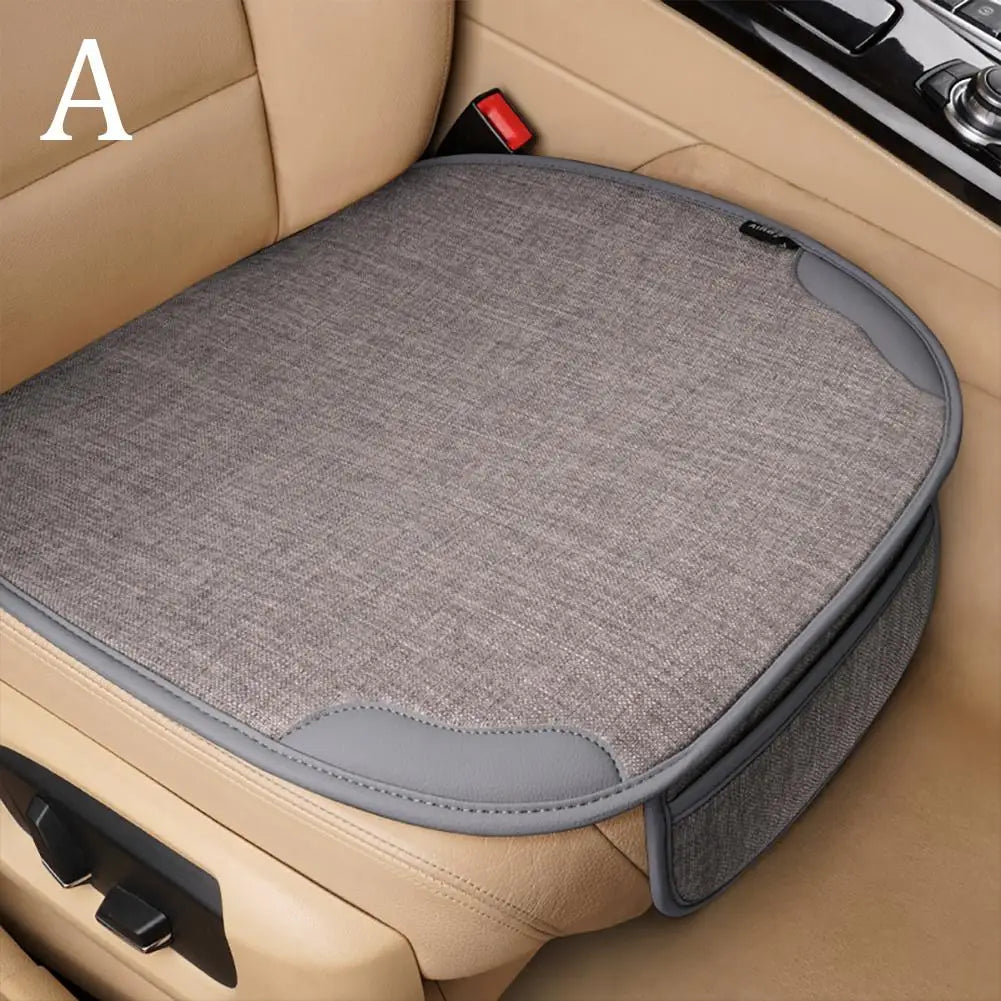 Car Flax Seat Cover – Universal Front Seat Protector, Breathable, Anti-Scratch, Four Seasons - Delicate Leather  