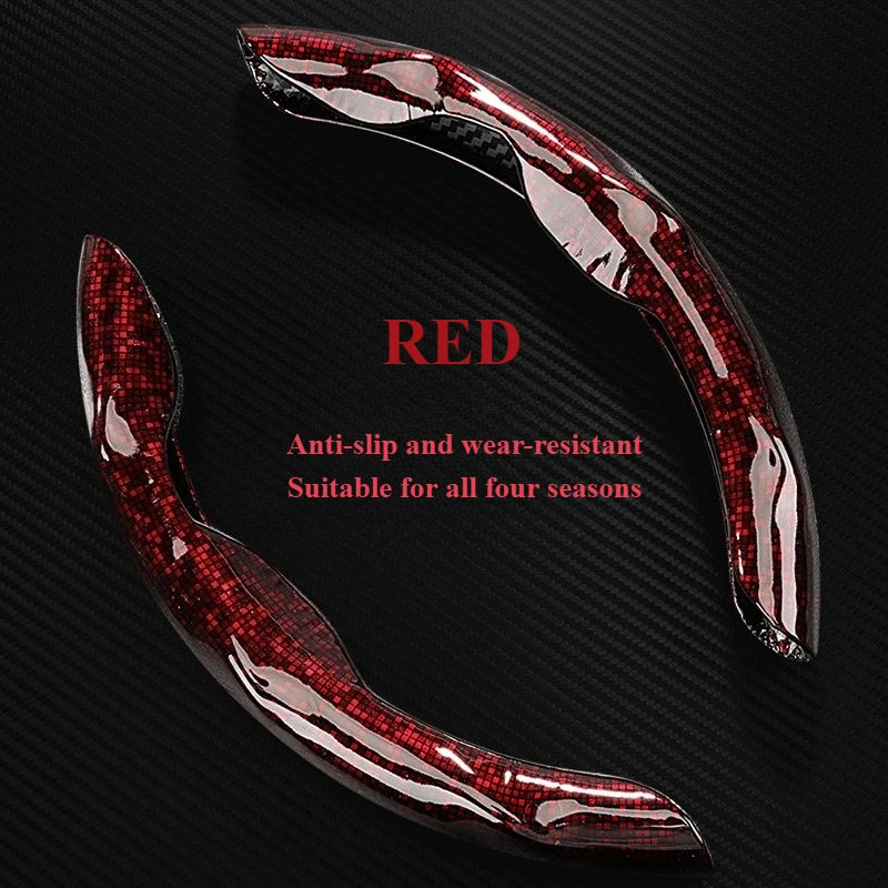 Glossy Snap-On Steering Wheel Cover – Lightweight Non-Slip Grip Universal Fit Interior Accessory - Delicate Leather  