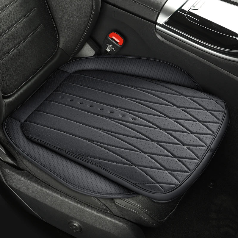 PU Leather Car Seat Cushion – Perforated Breathable Seat Pad, Universal Fit - Delicate Leather  