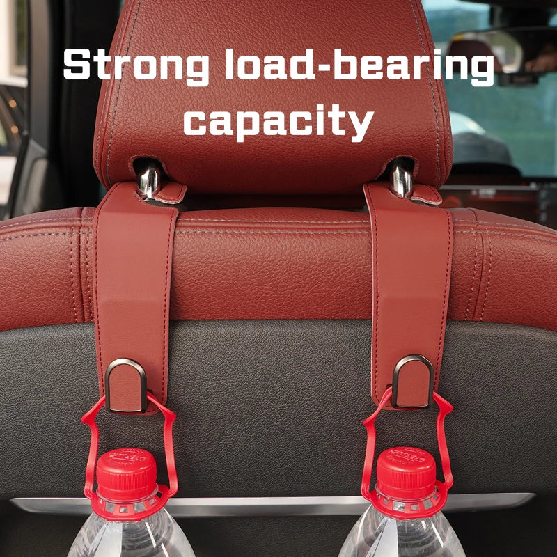 Leather Car Seat Headrest Hook – Auto Seat Back Hanger for Storage & Organization - Delicate Leather  