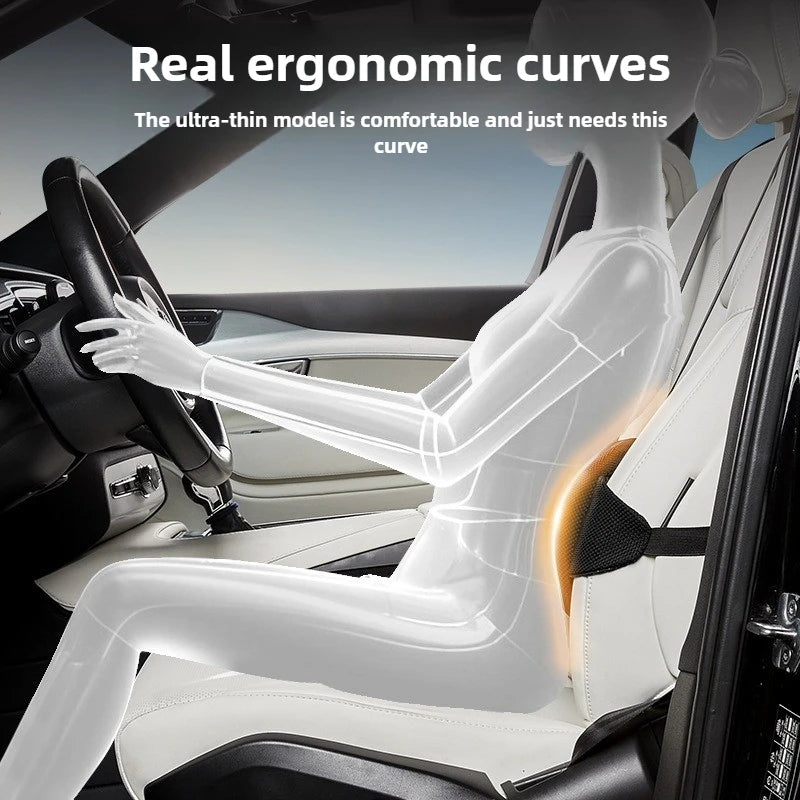 Memory Foam Car Waist Support Cushion – Ergonomic Driving Lumbar Pillow for Back Support & Comfort - Delicate Leather  