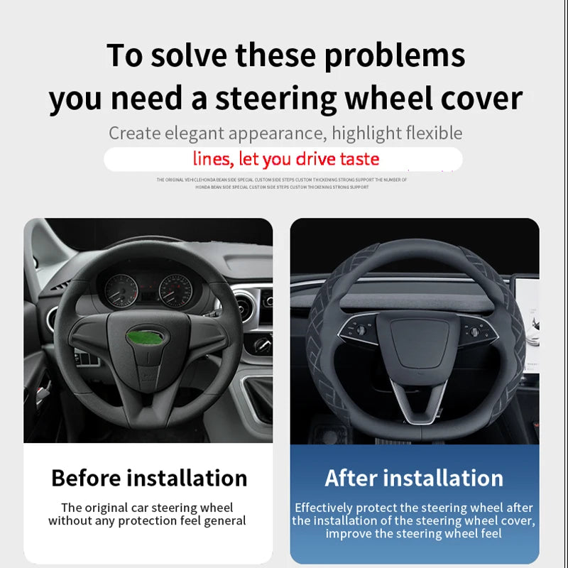 2PCS Segmented Suede Steering Wheel Grip Covers – Ultra-Thin Anti-Slip Stripe Design - Delicate Leather  