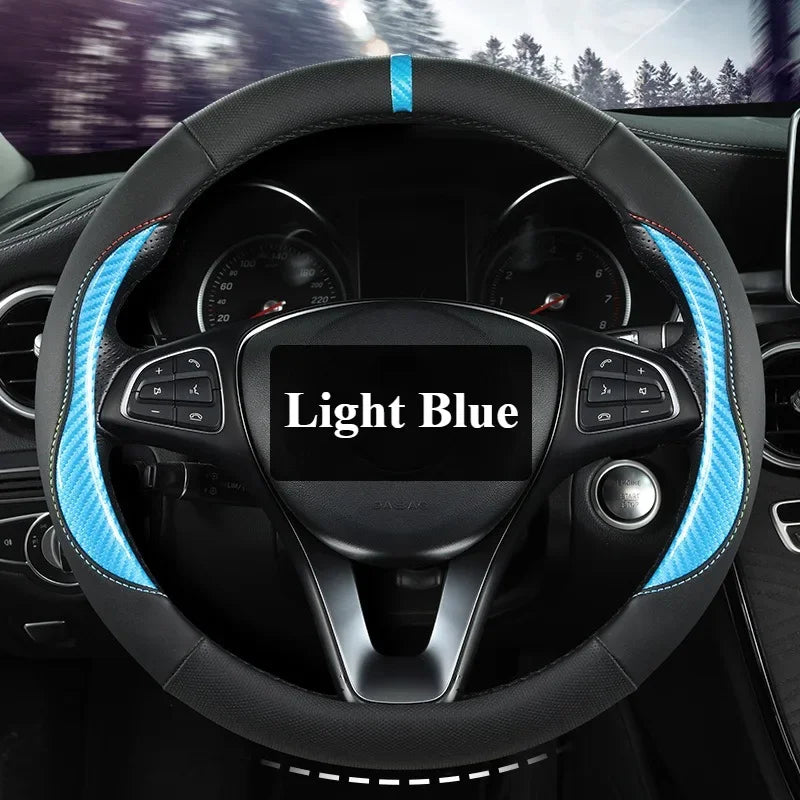 Microfiber Leather Steering Wheel Cover – Anti-Slip Universal O/D Shape Interior Accessory - Delicate Leather  