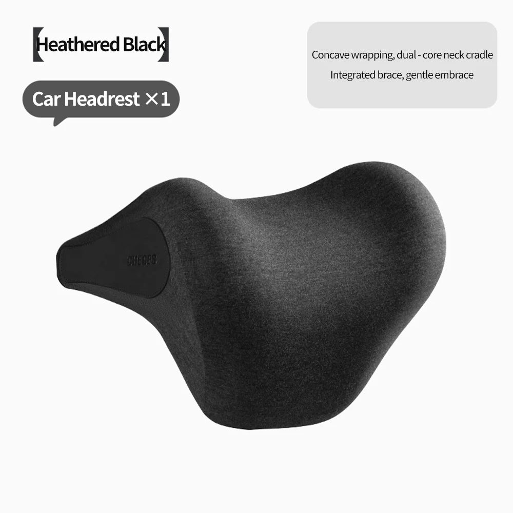 Memory Foam Car Headrest & Lumbar Support Set – Universal Neck and Back Cushion - Delicate Leather  