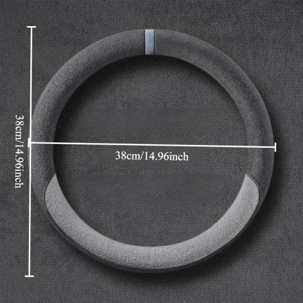 2PCS Suede Steering Wheel Cover – Non-Slip Breathable Comfort Grip, Universal Fit Interior Accessory - Delicate Leather  