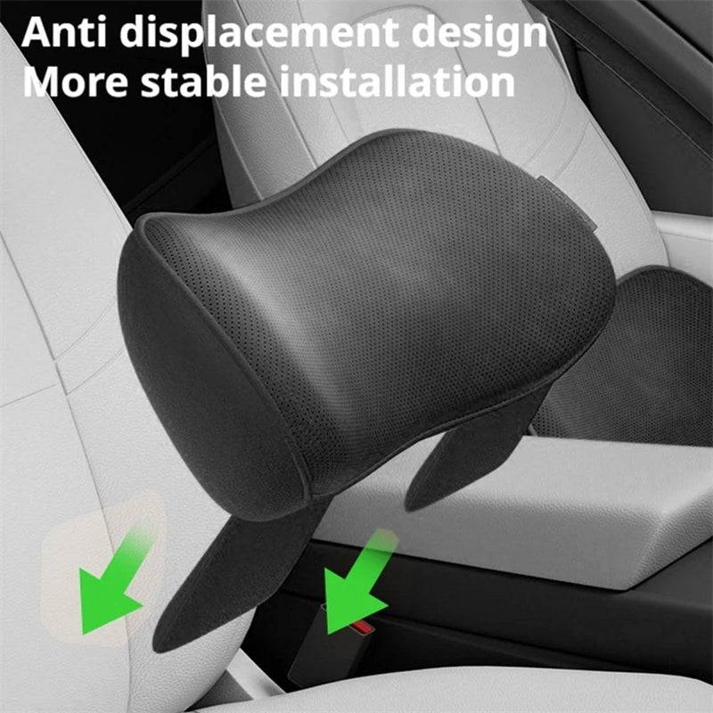 Car Lumbar Support Pillow – Breathable Memory Foam Waist Cushion for Car and Office - Delicate Leather  