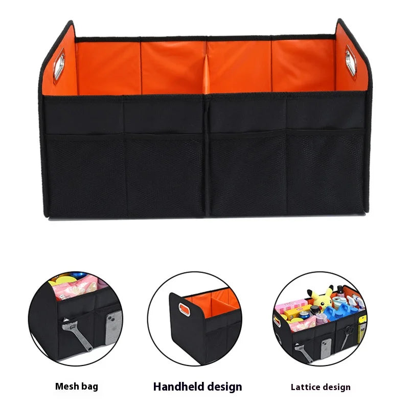 Foldable Car Trunk Storage Box – High-Capacity Waterproof Oxford Organizer for Vehicle Cargo Space - Delicate Leather  