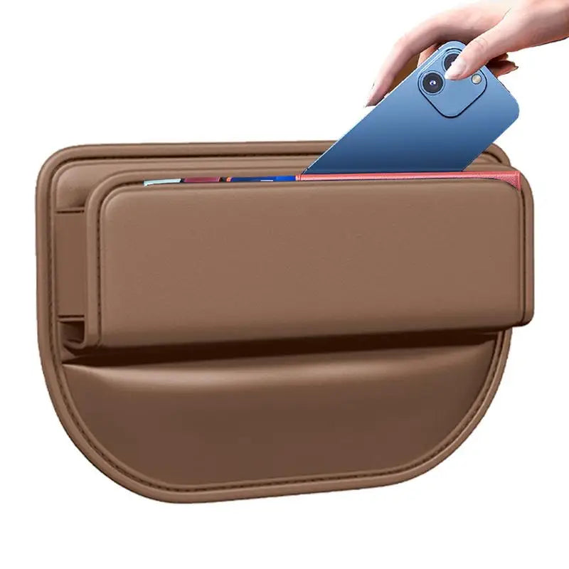 Car Seat Crevice Storage Box – Leather Console Side Organizer for Vehicle Interior - Delicate Leather  