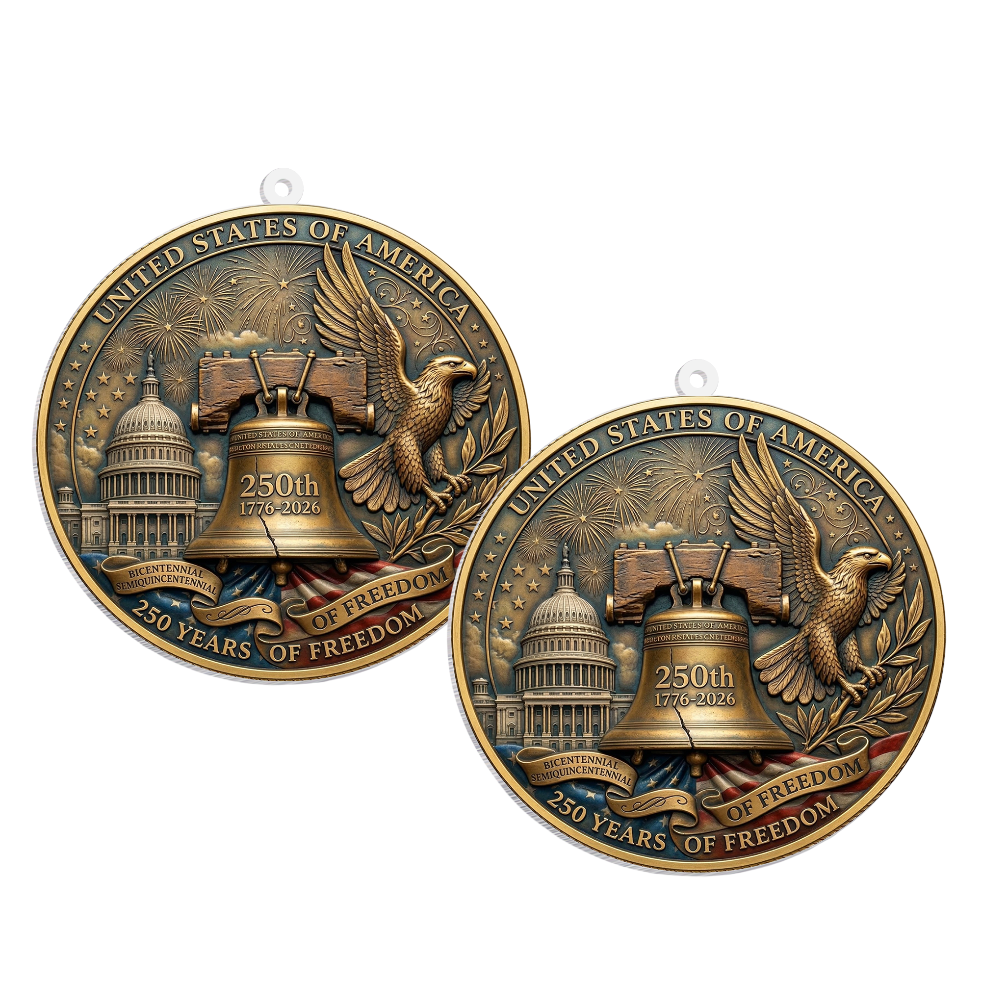 USA 250th Anniversary Rear View Mirror Accessory – Commemorative Hanging Ornament 02 - Delicate Leather  