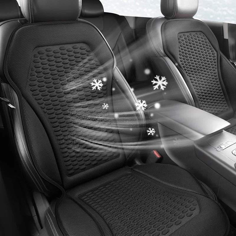 3D Textured Ice Silk Car Seat Cushion – Dual Front Seat Cooling Pads, Breathable Summer Comfort, Easy Installation, No Straps Needed - Delicate Leather  