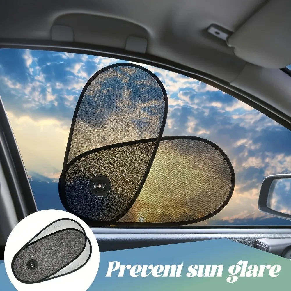 Car Side Window Sun Shade – Telescopic Adjustable Sunshade Panel, Universal Fit - Delicate Leather  