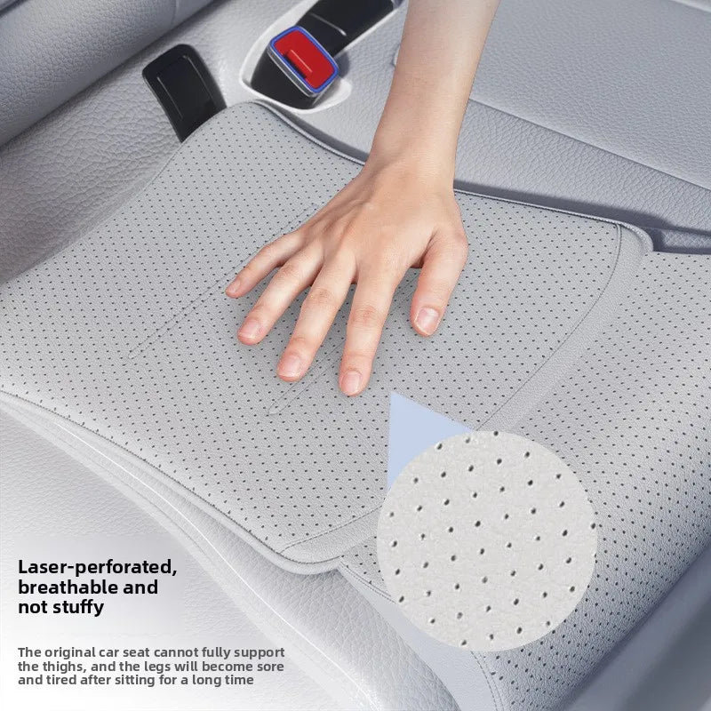 Universal Car Seat Cushion with Extended Footrest – Leather Breathable Non-Slip Seat Cover for Driver and Passenger Comfort - Delicate Leather  