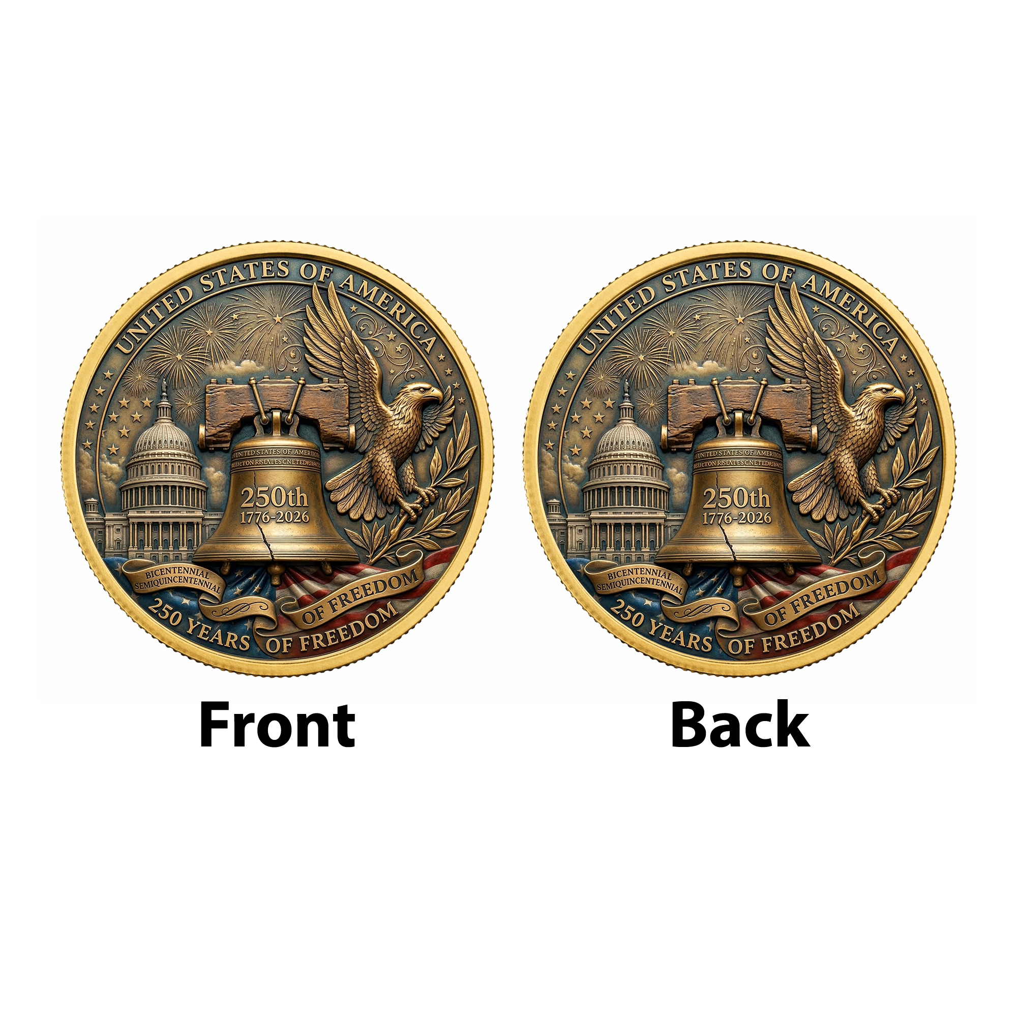 250th Anniversary of America 1776–2026 Commemorative Coin – Patriotic Souvenir Token 02 - Delicate Leather  