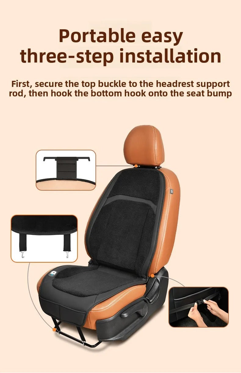 Universal Heated Car Seat Cushion – Carbon Crystal Graphene Leather Heated Seat Cover for Winter, 1 Piece - Delicate Leather