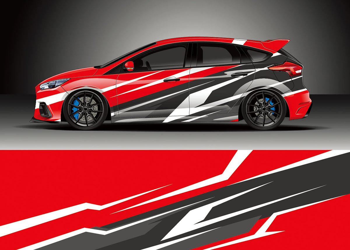 Color Stitching Car Body Decal – Camo Racing Graphic PVC Vinyl Wrap 300 × 60cm - Delicate Leather