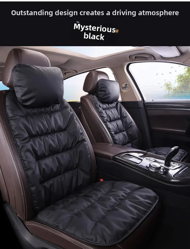 Universal Winter Down Car Seat Cover – Breathable Warm Seat Protector, Soft Cushion for Vehicle Interior - Delicate Leather  