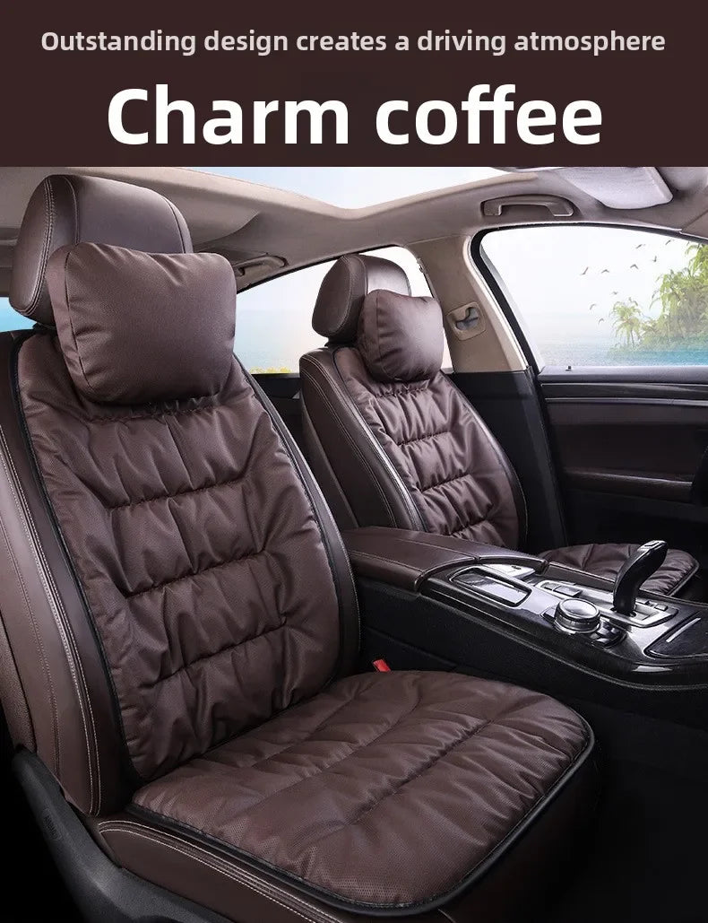 Universal Winter Down Car Seat Cover – Breathable Warm Seat Protector, Soft Cushion for Vehicle Interior - Delicate Leather  