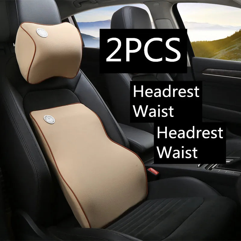 Car Lumbar Support & Neck Pillow Kit – Ergonomic Memory Foam Cushion for Back & Muscle Pain Relief