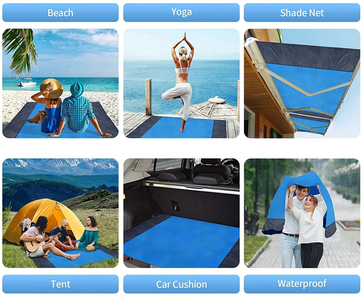 Waterproof Pocket Beach Blanket Folding Camping Mat Mattress Portable Lightweight Mat Outdoor Picnic Mat Sand Beach Mat - Delicate Leather