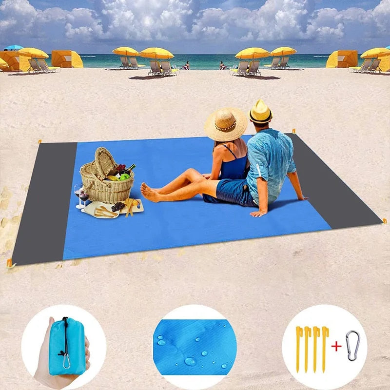Waterproof Pocket Beach Blanket Folding Camping Mat Mattress Portable Lightweight Mat Outdoor Picnic Mat Sand Beach Mat - Delicate Leather