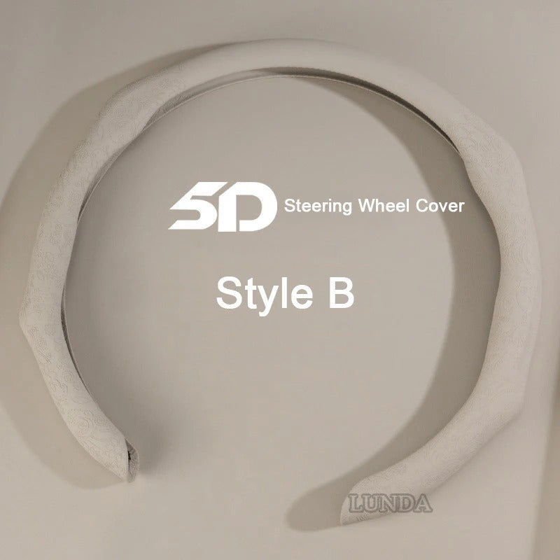 Leather Steering Wheel Cover – 38cm Universal Non-Slip Breathable Design for Cars and SUVs - Delicate Leather  