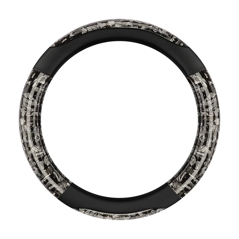 Carbon Fiber & Leather Steering Wheel Cover – 38CM Non-Slip Sport Grip O/D Shape - Delicate Leather