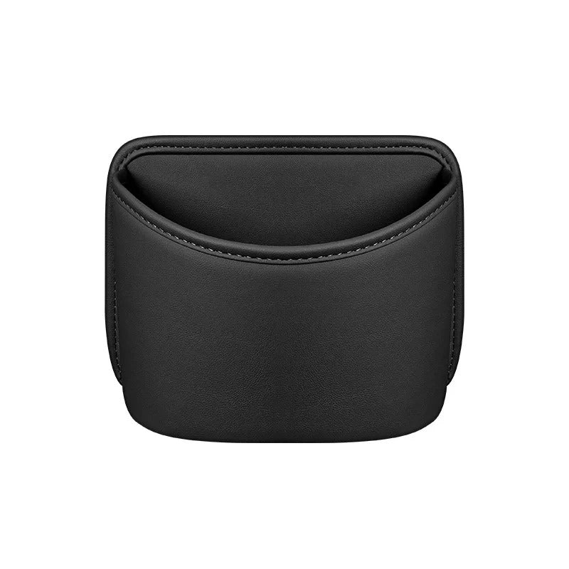 Multifunctional Car Trash Can with Rolling Cover – Seat Back Cup Holder & Door Storage Organizer, PVC Material, Universal Fit - Delicate Leather  