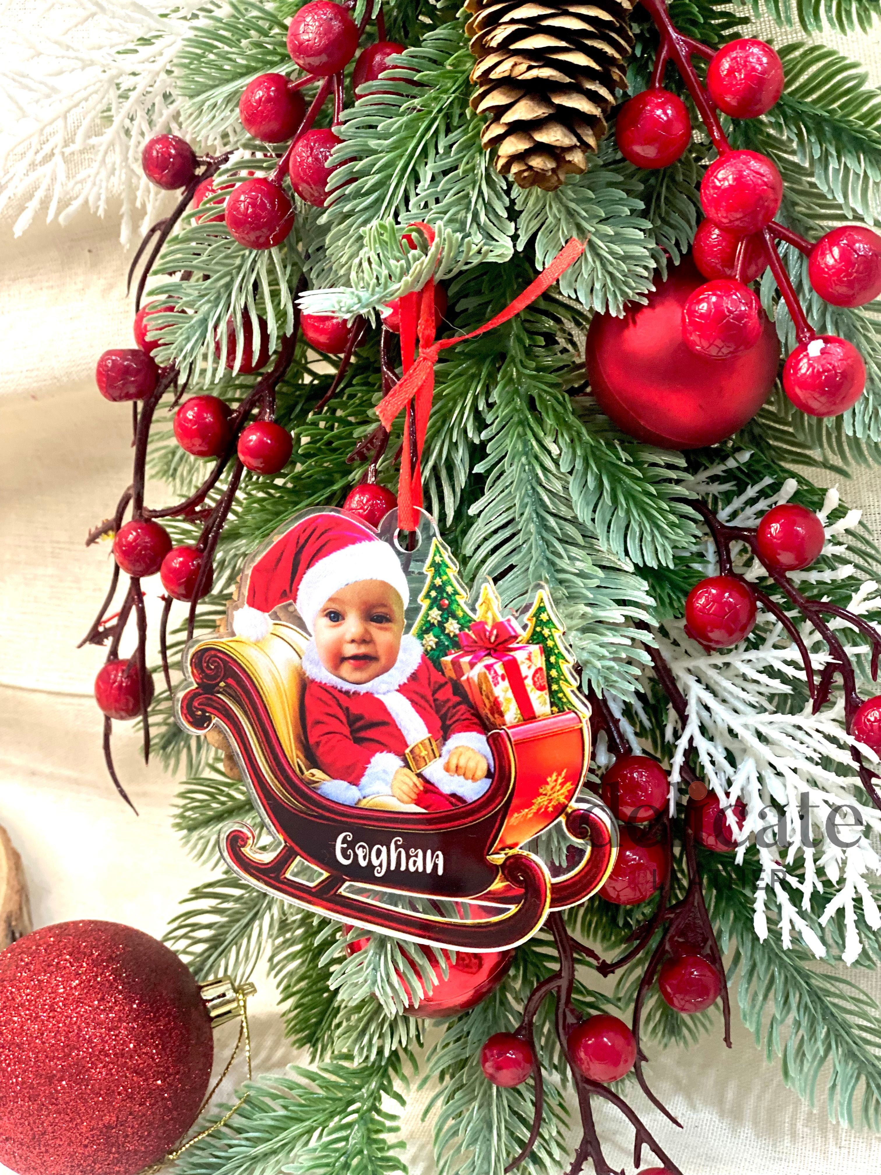 Personalized Funny Baby's Christmas Ornament – Custom 2D Acrylic with Photo and Name