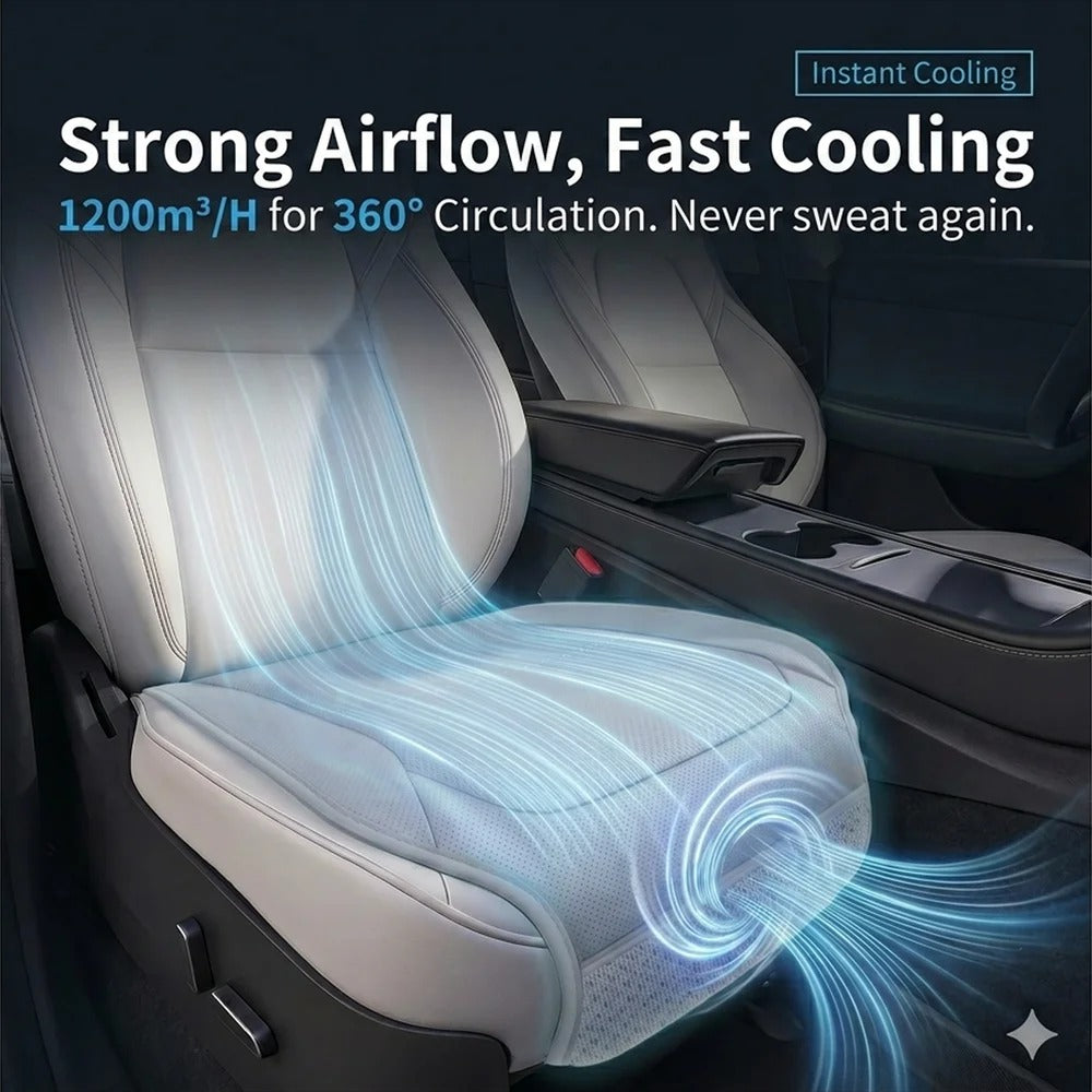 USB Cooling Car Seat Cushion – Ventilated Seat Pad with Intelligent Fan System - Delicate Leather  