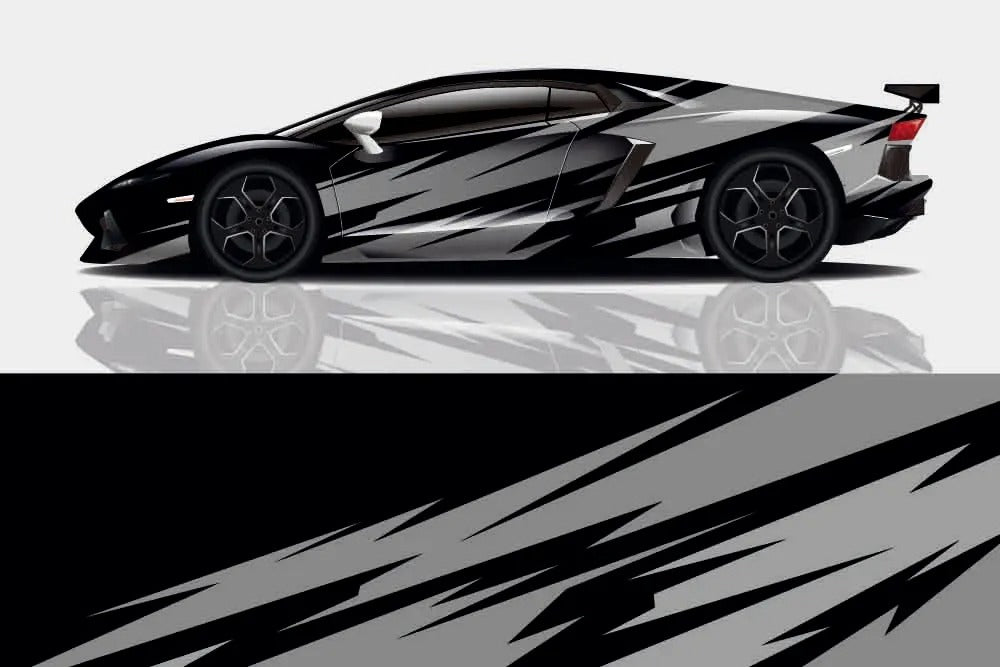 Geometric Graphic Car Decal – Glossy PVC Vehicle Body Vinyl Wrap Sticker - Delicate Leather