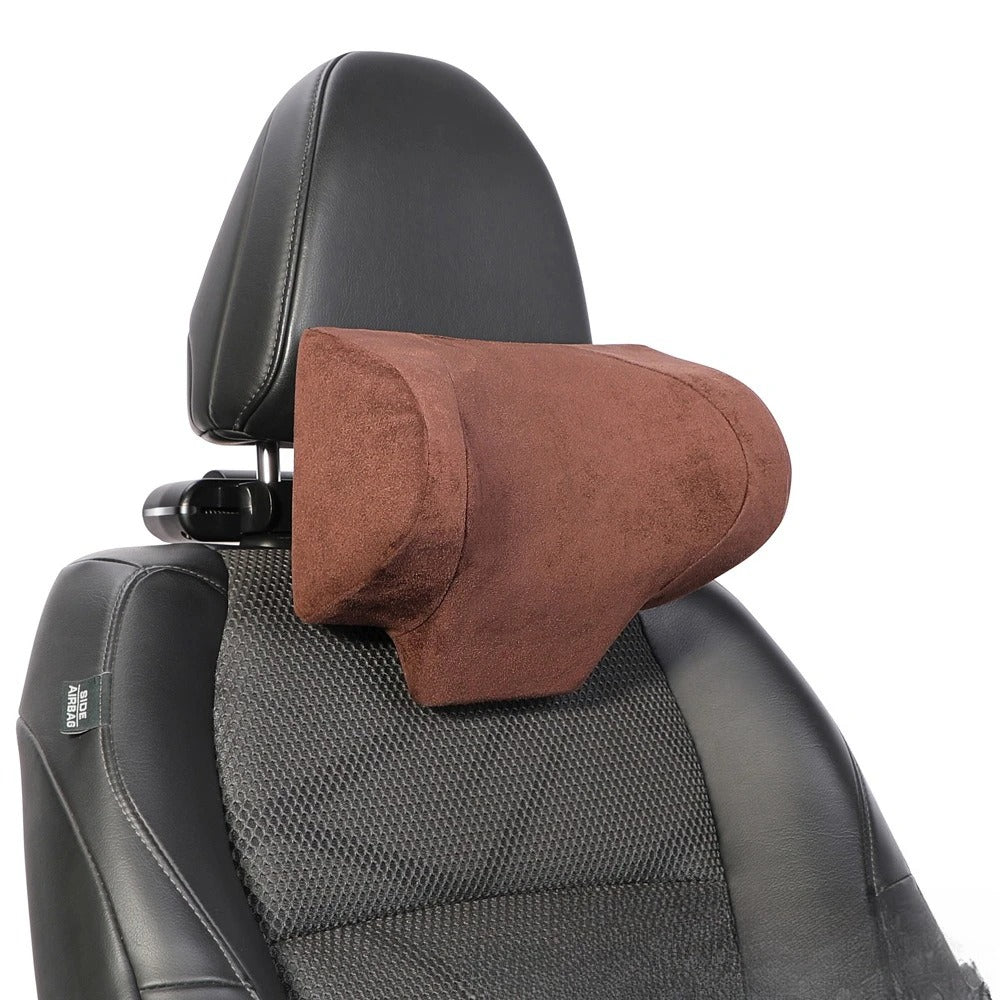 Adjustable Memory Foam Car Headrest Pillow – Universal Neck Support for Driver & Passenger - Delicate Leather