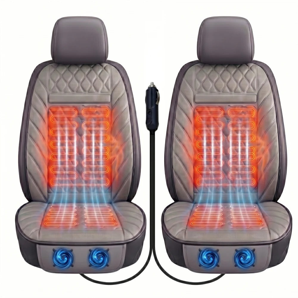 12V Ventilated Car Seat Cover – Universal Cooling Seat Cushion for Cars & SUVs - Delicate Leather